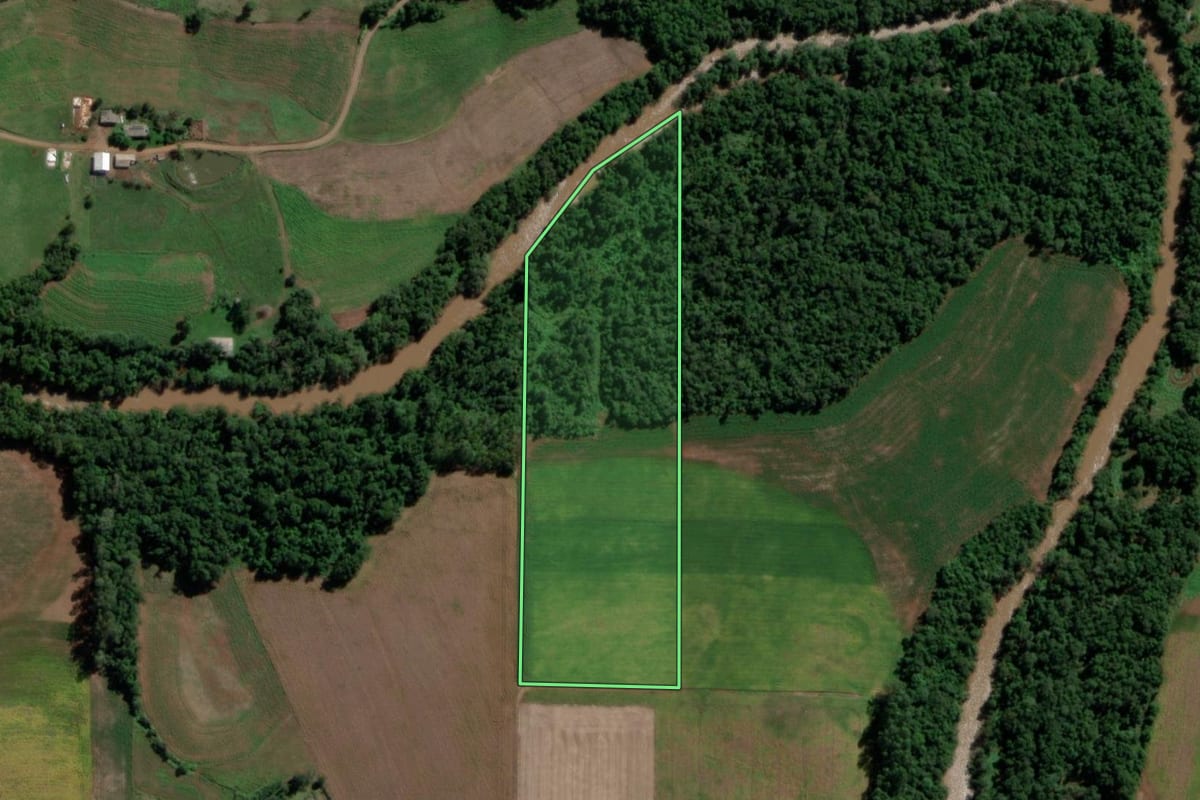 Imagem de satélite do imóvel rural em Cerro Largo (RS), com o contorno declarado no CAR desenhado por cima.