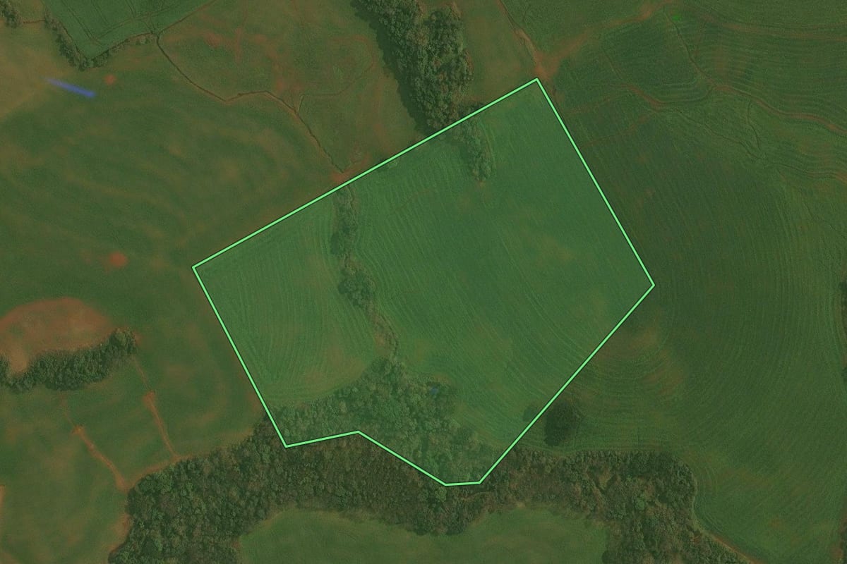 Imagem de satélite do imóvel rural em Chapada (RS), com o contorno declarado no CAR desenhado por cima.