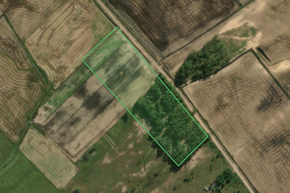 Imagem de satélite do imóvel rural em Cidreira (RS), com o contorno declarado no CAR desenhado por cima.
