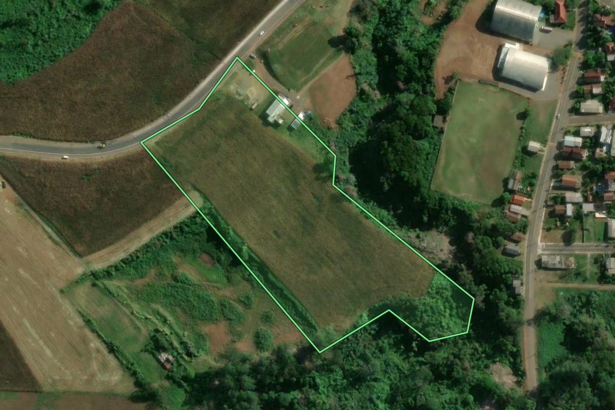 Imagem de satélite do imóvel rural em Colinas (RS), com o contorno declarado no CAR desenhado por cima.