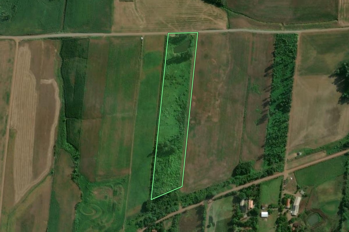 Imagem de satélite do imóvel rural em Colinas (RS), com o contorno declarado no CAR desenhado por cima.