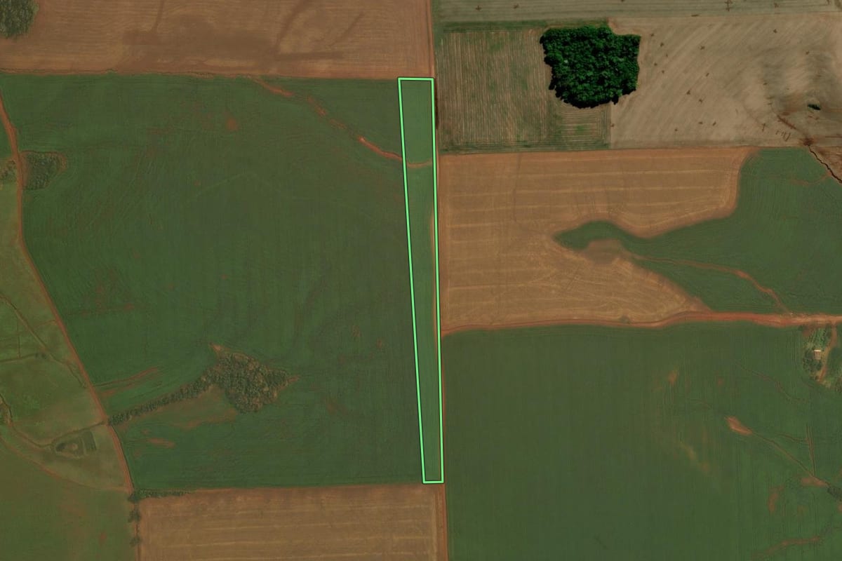 Imagem de satélite do imóvel rural em Colorado (RS), com o contorno declarado no CAR desenhado por cima.