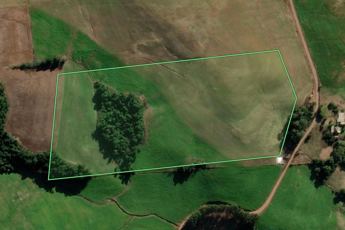 Imagem de satélite do imóvel rural em Condor (RS), com o contorno declarado no CAR desenhado por cima.