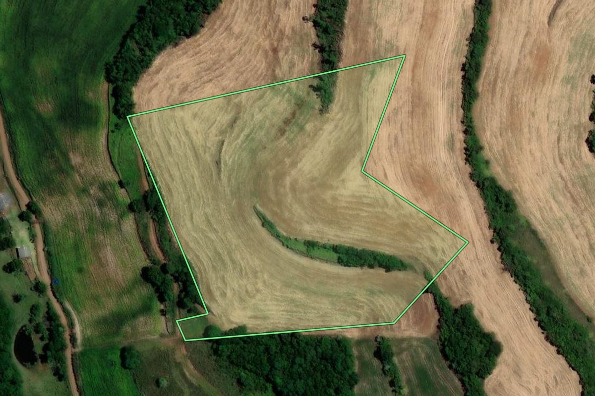 Imagem de satélite do imóvel rural em Constantina (RS), com o contorno declarado no CAR desenhado por cima.