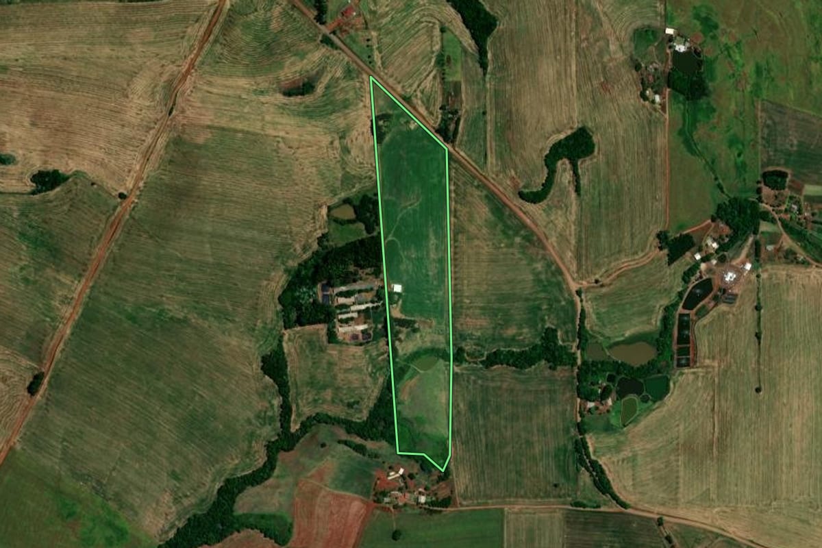 Imagem de satélite do imóvel rural em Constantina (RS), com o contorno declarado no CAR desenhado por cima.