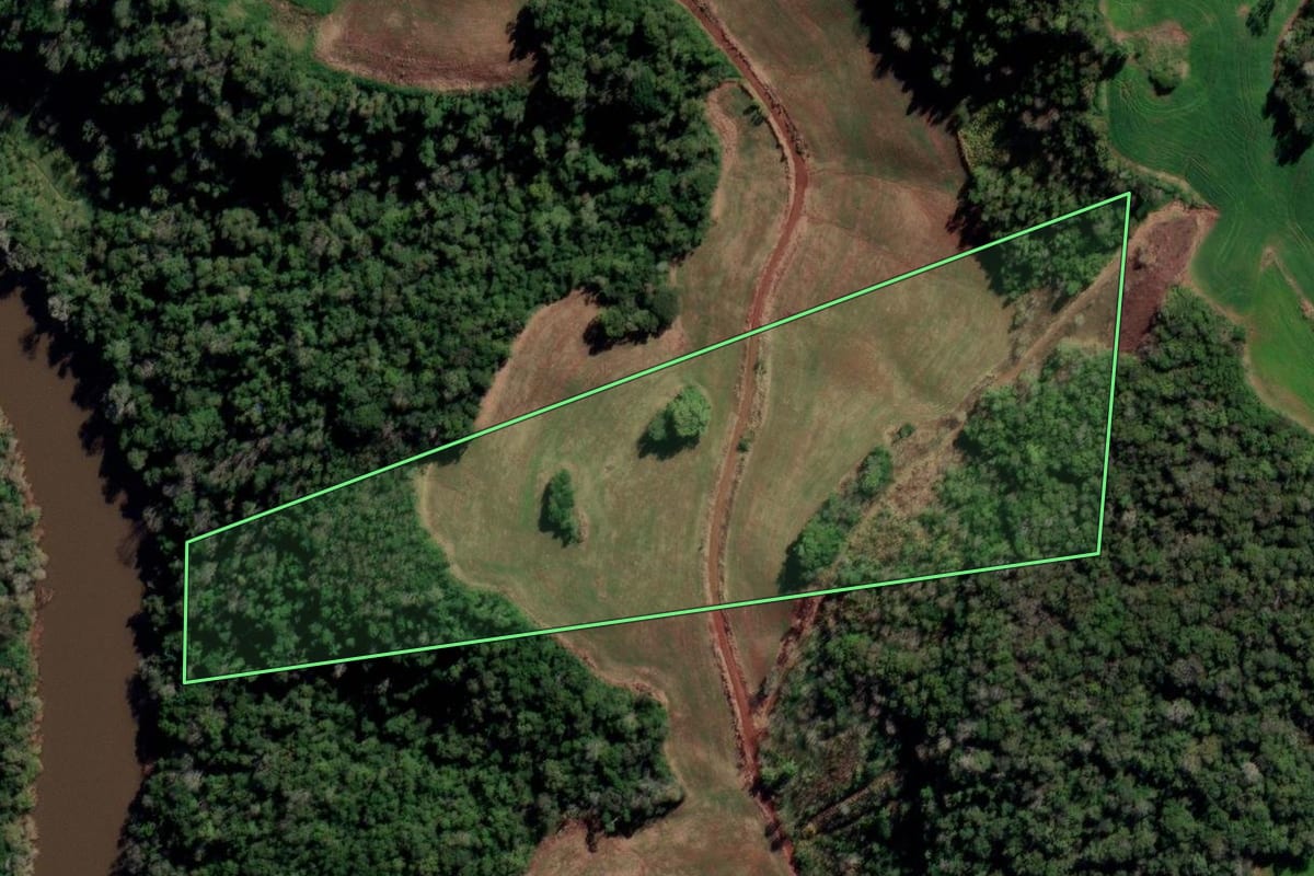 Imagem de satélite do imóvel rural em Constantina (RS), com o contorno declarado no CAR desenhado por cima.