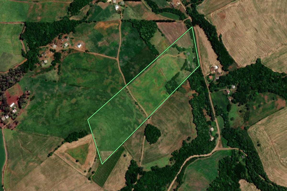 Imagem de satélite do imóvel rural em Constantina (RS), com o contorno declarado no CAR desenhado por cima.
