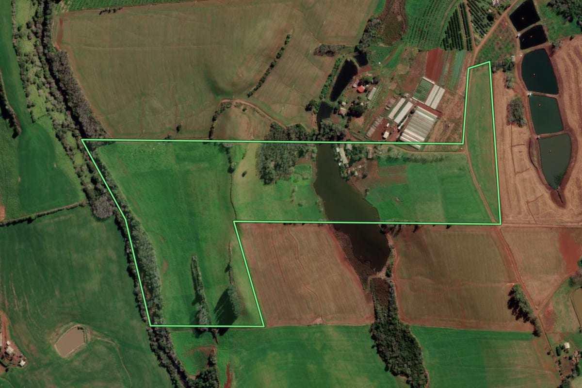 Imagem de satélite do imóvel rural em Constantina (RS), com o contorno declarado no CAR desenhado por cima.