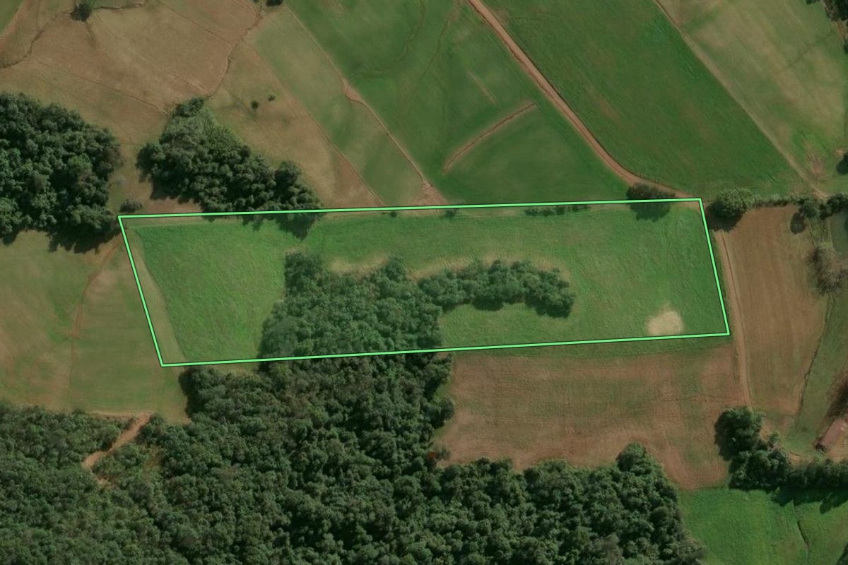 Imagem de satélite do imóvel rural em Cruzaltense (RS), com o contorno declarado no CAR desenhado por cima.