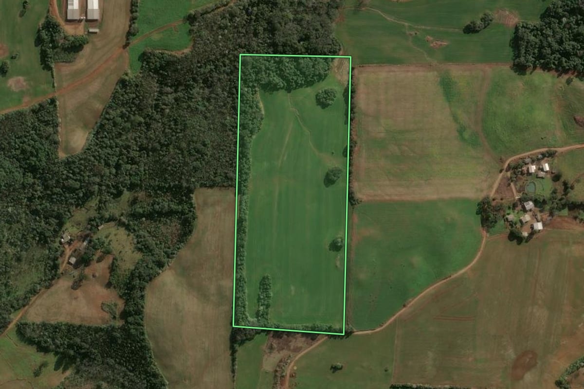 Imagem de satélite do imóvel rural em Cruzaltense (RS), com o contorno declarado no CAR desenhado por cima.