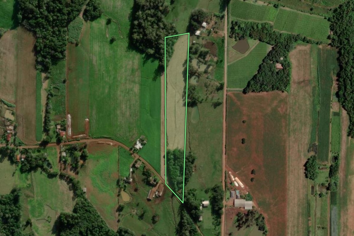 Imagem de satélite do imóvel rural em Cruzeiro do Sul (RS), com o contorno declarado no CAR desenhado por cima.