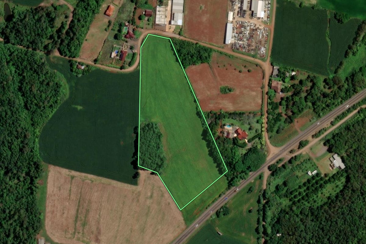 Imagem de satélite do imóvel rural em Cruzeiro do Sul (RS), com o contorno declarado no CAR desenhado por cima.
