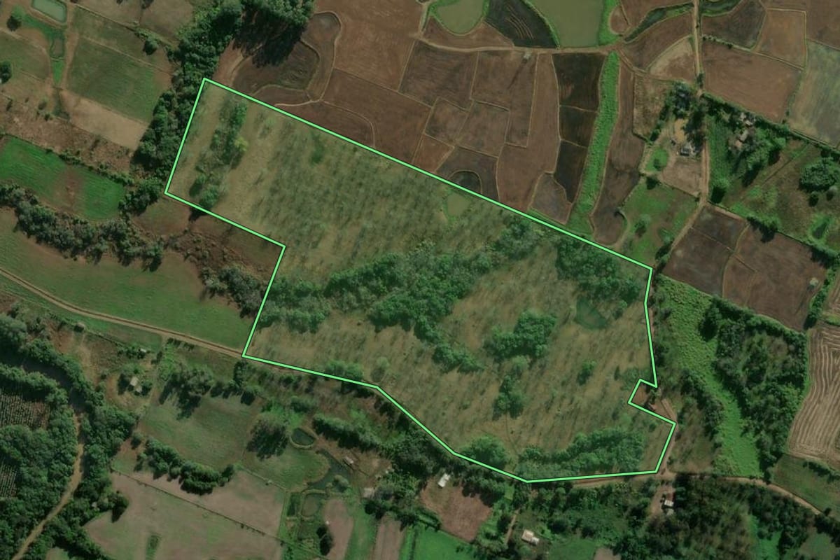 Imagem de satélite do imóvel rural em Cruzeiro do Sul (RS), com o contorno declarado no CAR desenhado por cima.