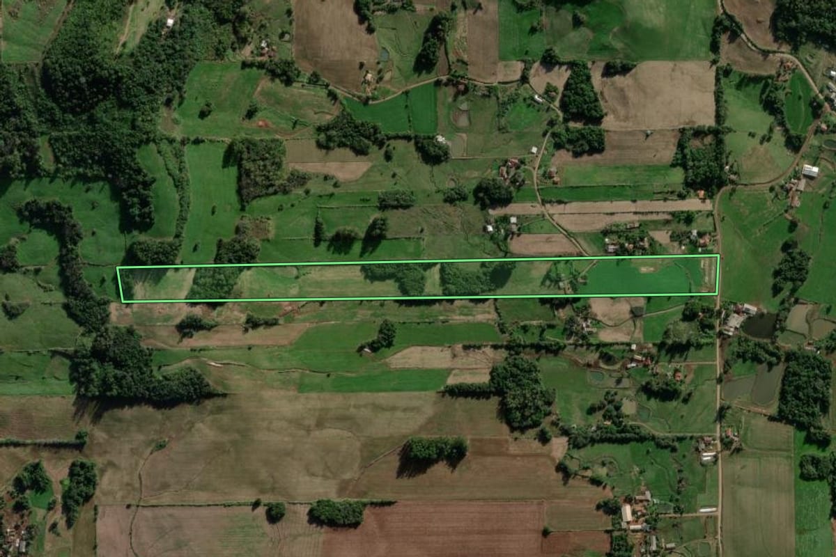 Imagem de satélite do imóvel rural em Cruzeiro do Sul (RS), com o contorno declarado no CAR desenhado por cima.