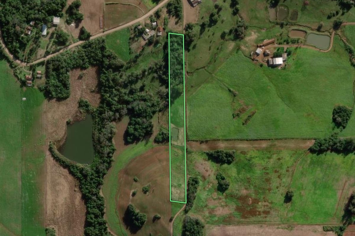 Imagem de satélite do imóvel rural em Cruzeiro do Sul (RS), com o contorno declarado no CAR desenhado por cima.