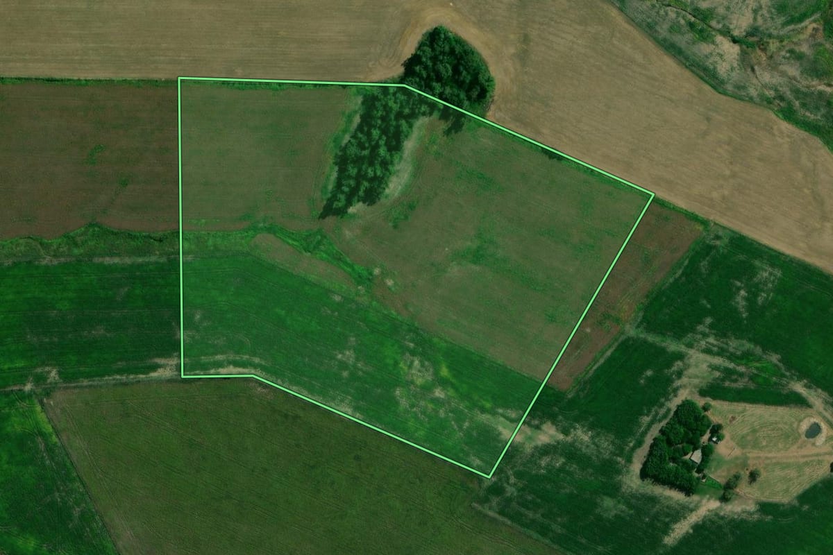 Imagem de satélite do imóvel rural em Dilermando de Aguiar (RS), com o contorno declarado no CAR desenhado por cima.
