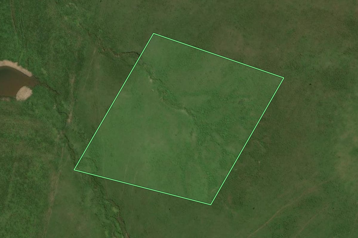 Imagem de satélite do imóvel rural em Dilermando de Aguiar (RS), com o contorno declarado no CAR desenhado por cima.
