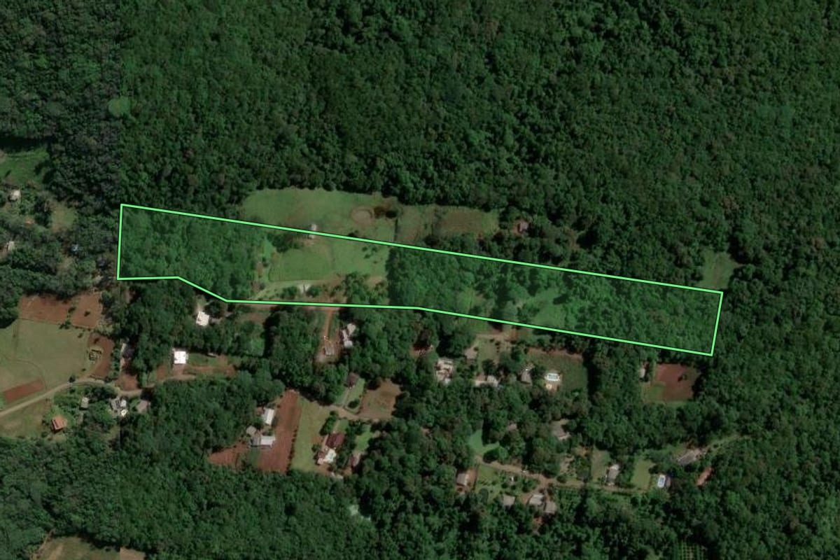 Imagem de satélite do imóvel rural em Dois Irmãos (RS), com o contorno declarado no CAR desenhado por cima.