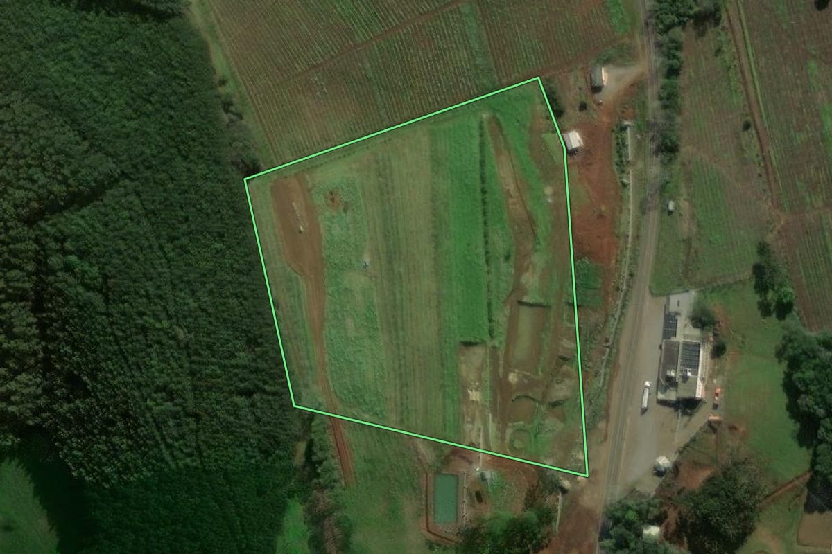 Imagem de satélite do imóvel rural em Dois Lajeados (RS), com o contorno declarado no CAR desenhado por cima.