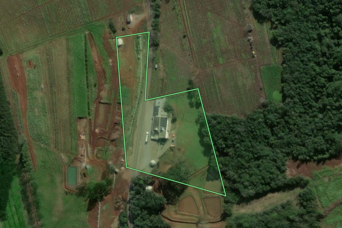 Imagem de satélite do imóvel rural em Dois Lajeados (RS), com o contorno declarado no CAR desenhado por cima.