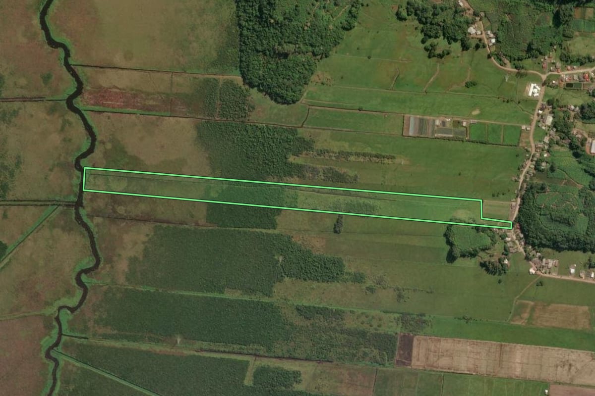 Imagem de satélite do imóvel rural em Dom Pedro de Alcântara (RS), com o contorno declarado no CAR desenhado por cima.