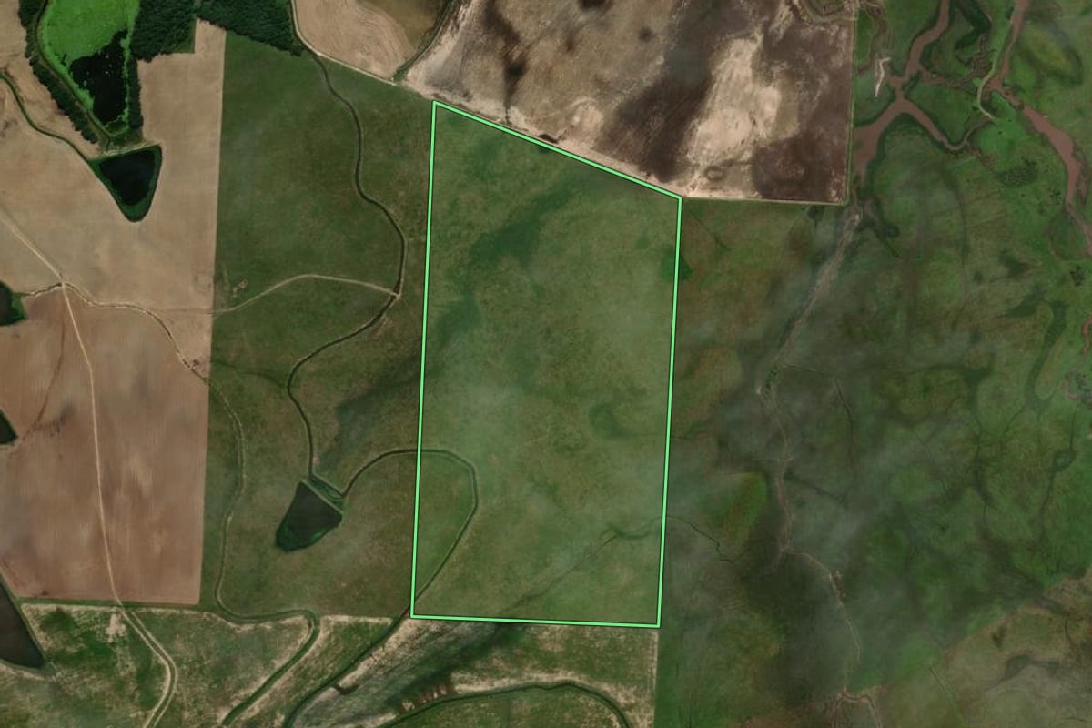 Imagem de satélite do imóvel rural em Dom Pedrito (RS), com o contorno declarado no CAR desenhado por cima.