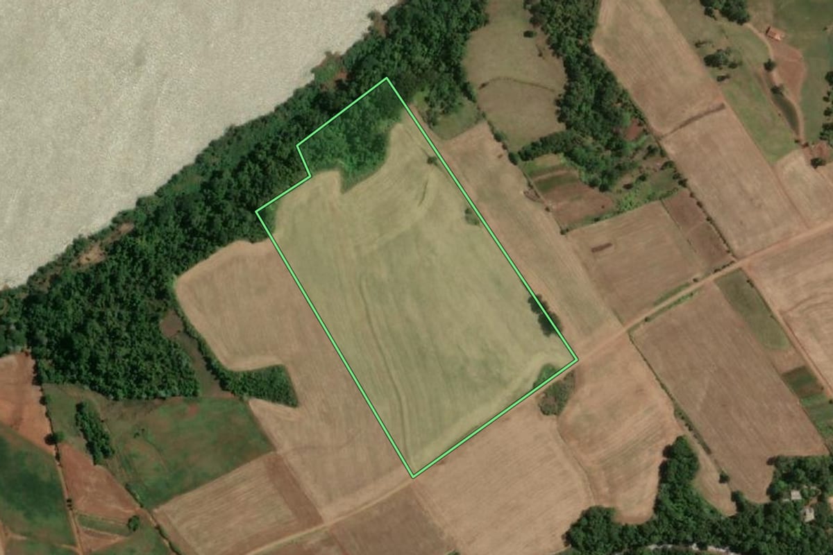 Imagem de satélite do imóvel rural em Doutor Maurício Cardoso (RS), com o contorno declarado no CAR desenhado por cima.