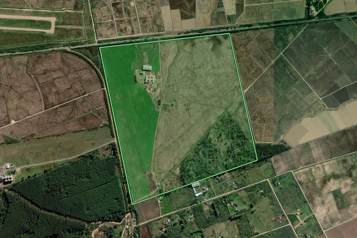 Imagem de satélite do imóvel rural em Eldorado do Sul (RS), com o contorno declarado no CAR desenhado por cima.