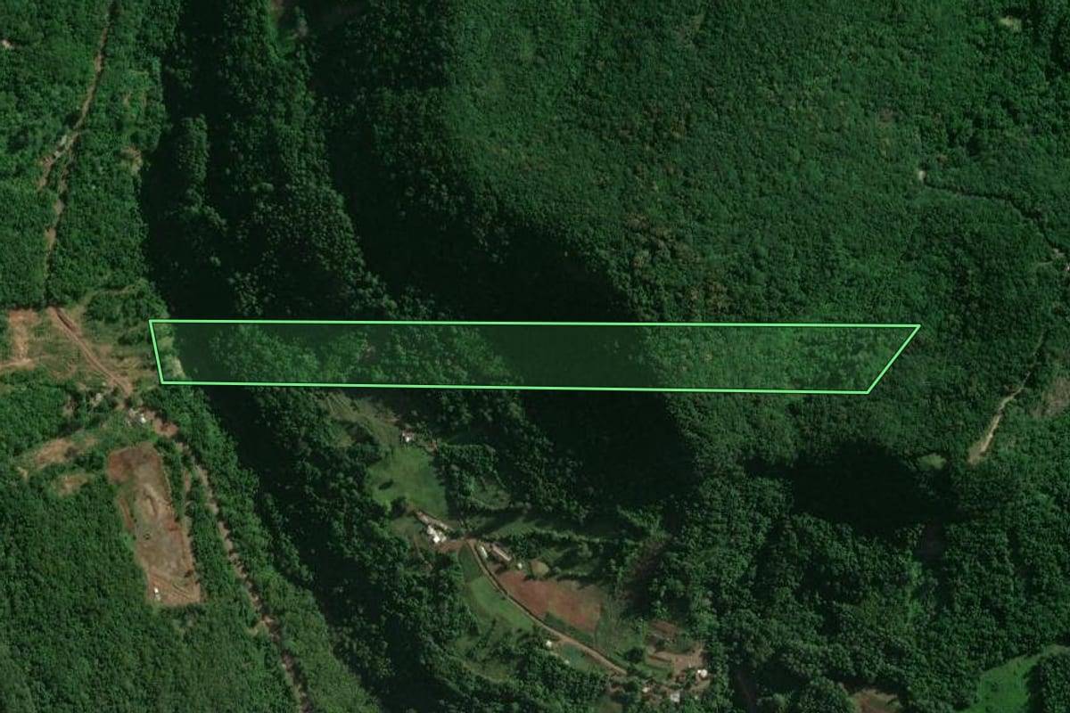 Imagem de satélite do imóvel rural em Encantado (RS), com o contorno declarado no CAR desenhado por cima.
