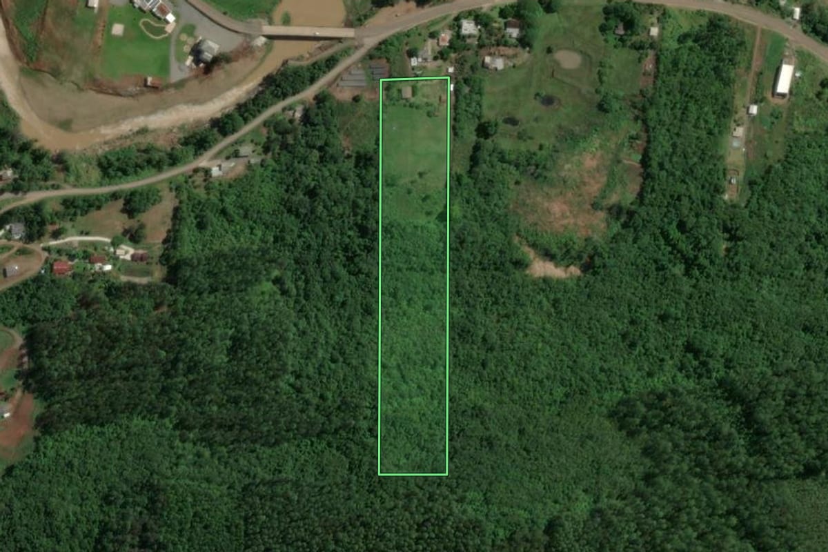 Imagem de satélite do imóvel rural em Encantado (RS), com o contorno declarado no CAR desenhado por cima.