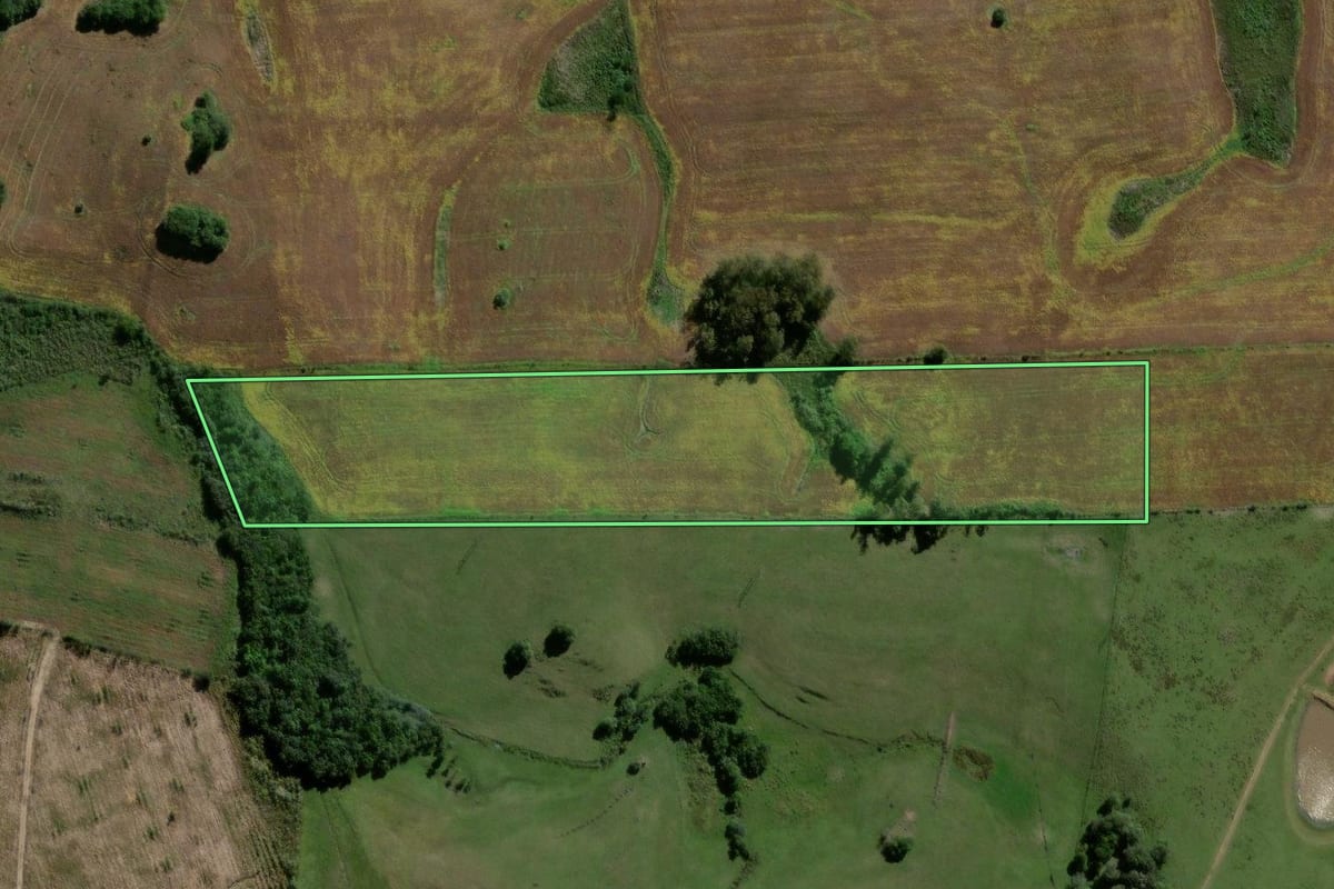 Imagem de satélite do imóvel rural em Encruzilhada do Sul (RS), com o contorno declarado no CAR desenhado por cima.