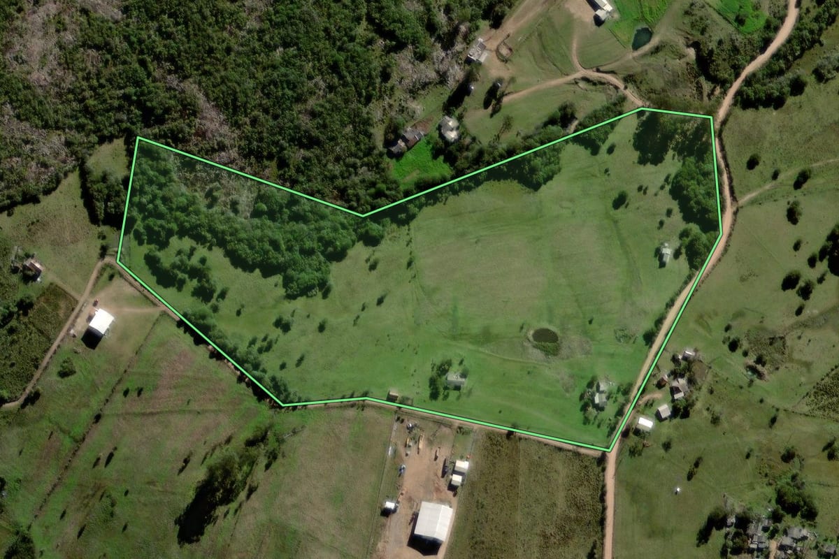 Imagem de satélite do imóvel rural em Encruzilhada do Sul (RS), com o contorno declarado no CAR desenhado por cima.