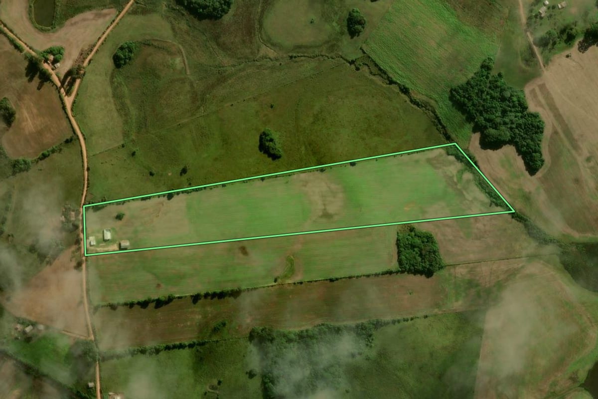 Imagem de satélite do imóvel rural em Encruzilhada do Sul (RS), com o contorno declarado no CAR desenhado por cima.
