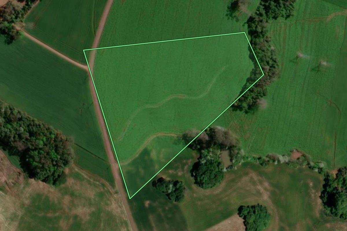 Imagem de satélite do imóvel rural em Entre Rios do Sul (RS), com o contorno declarado no CAR desenhado por cima.
