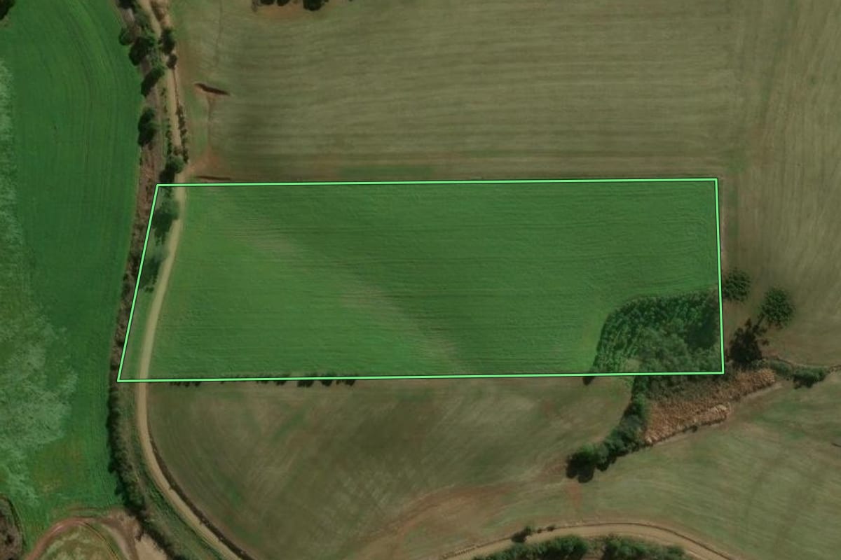Imagem de satélite do imóvel rural em Erechim (RS), com o contorno declarado no CAR desenhado por cima.