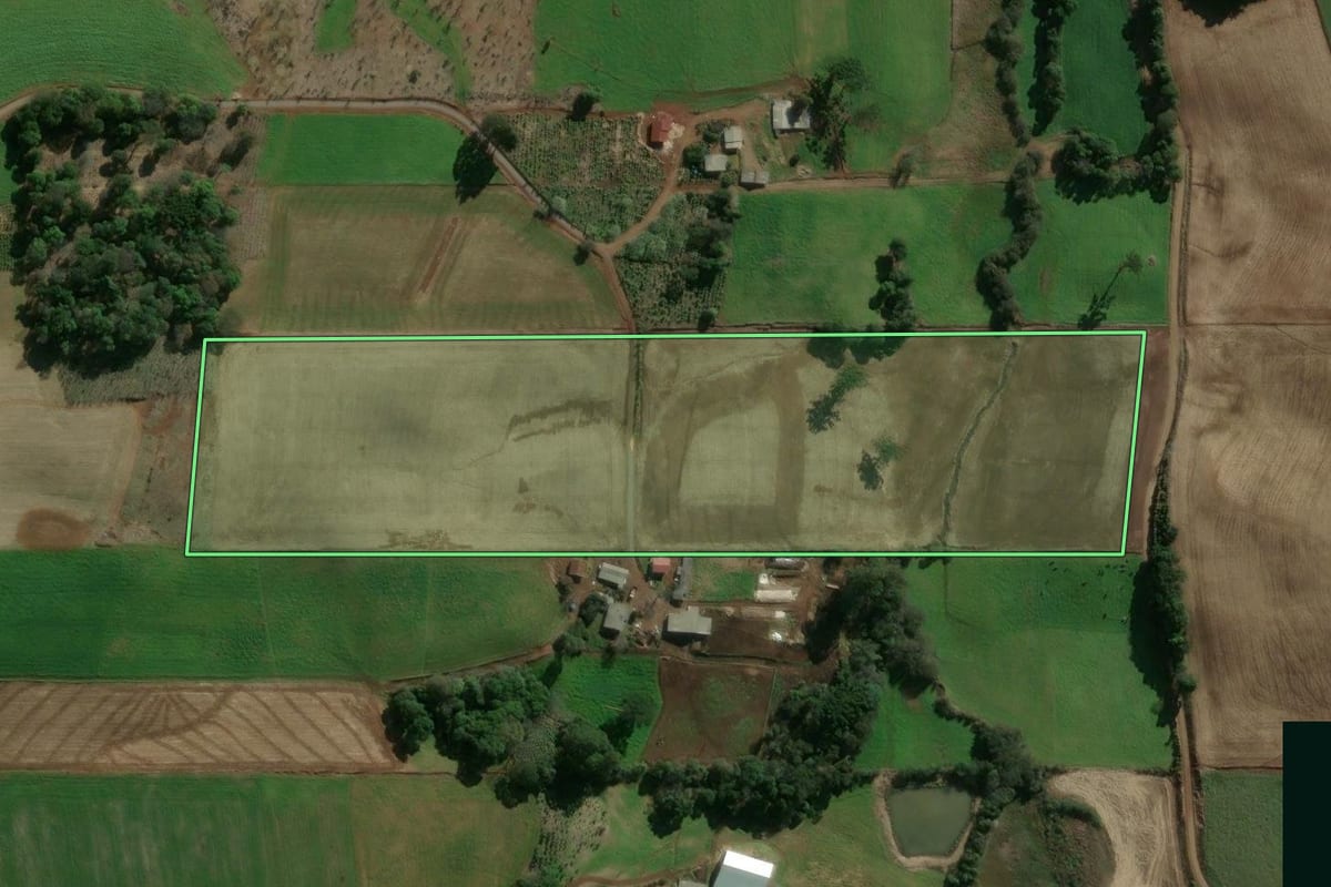 Imagem de satélite do imóvel rural em Erechim (RS), com o contorno declarado no CAR desenhado por cima.
