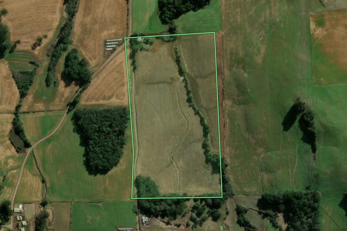 Imagem de satélite do imóvel rural em Erechim (RS), com o contorno declarado no CAR desenhado por cima.