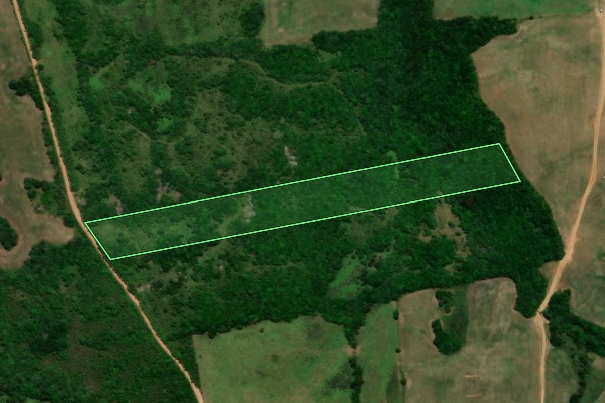 Imagem de satélite do imóvel rural em Herval (RS), com o contorno declarado no CAR desenhado por cima.