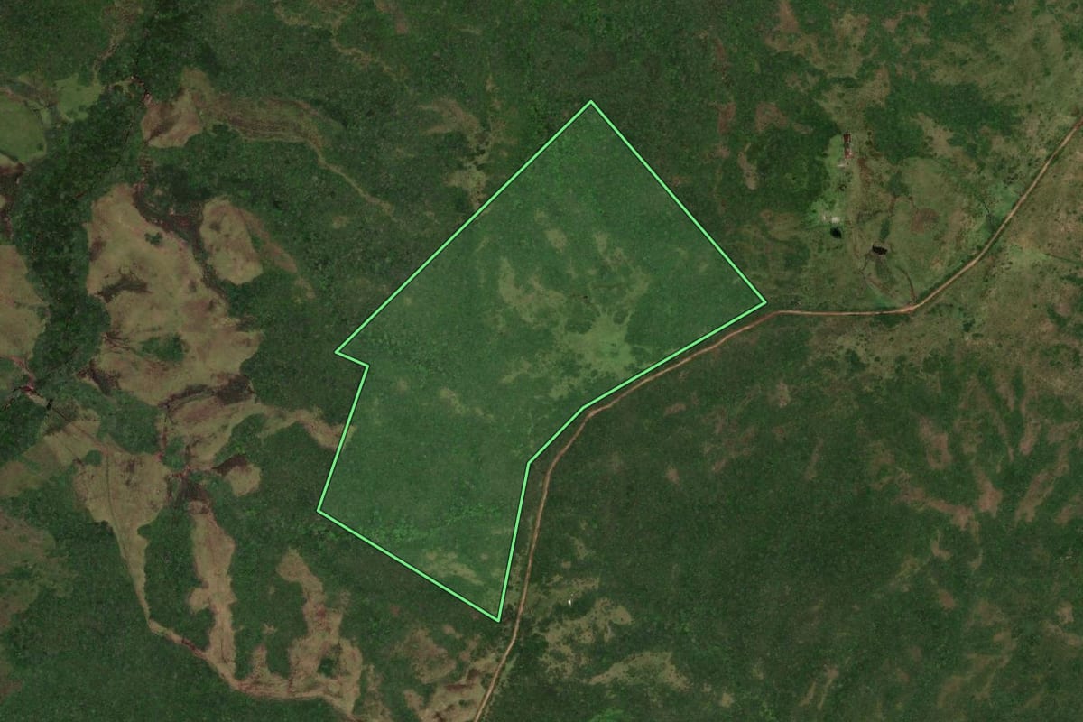 Imagem de satélite do imóvel rural em Herval (RS), com o contorno declarado no CAR desenhado por cima.