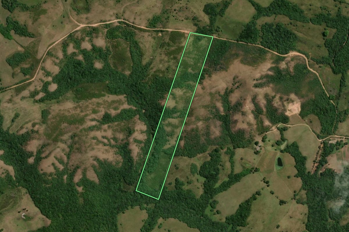 Imagem de satélite do imóvel rural em Herval (RS), com o contorno declarado no CAR desenhado por cima.