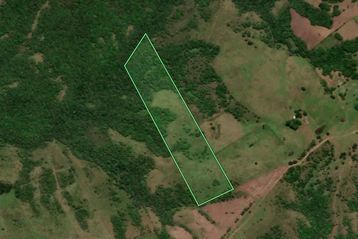 Imagem de satélite do imóvel rural em Herval (RS), com o contorno declarado no CAR desenhado por cima.