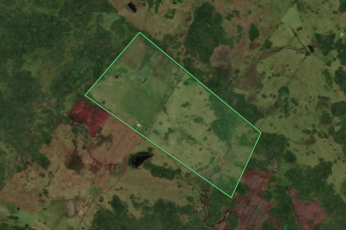 Imagem de satélite do imóvel rural em Herval (RS), com o contorno declarado no CAR desenhado por cima.