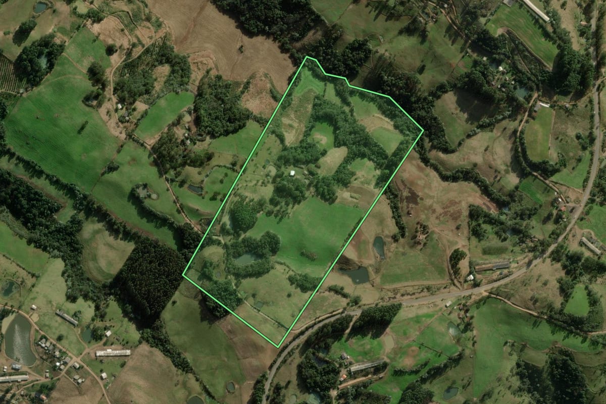 Imagem de satélite do imóvel rural em Erval Grande (RS), com o contorno declarado no CAR desenhado por cima.