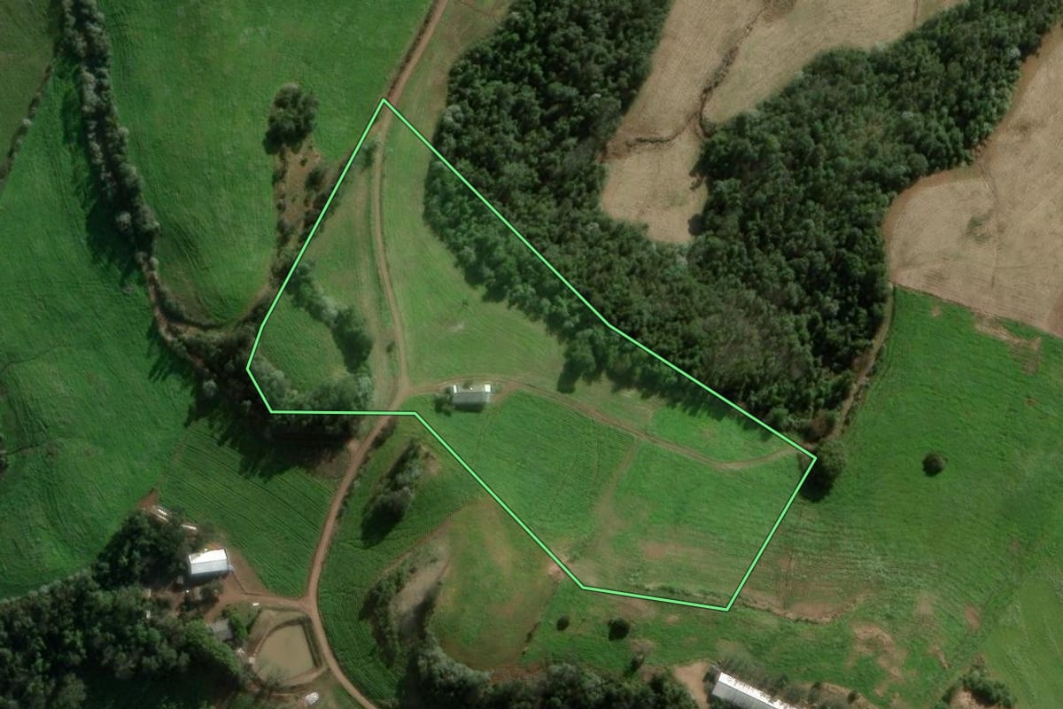 Imagem de satélite do imóvel rural em Erval Grande (RS), com o contorno declarado no CAR desenhado por cima.