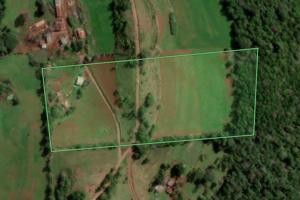 Imagem de satélite do imóvel rural em Erval Seco (RS), com o contorno declarado no CAR desenhado por cima.