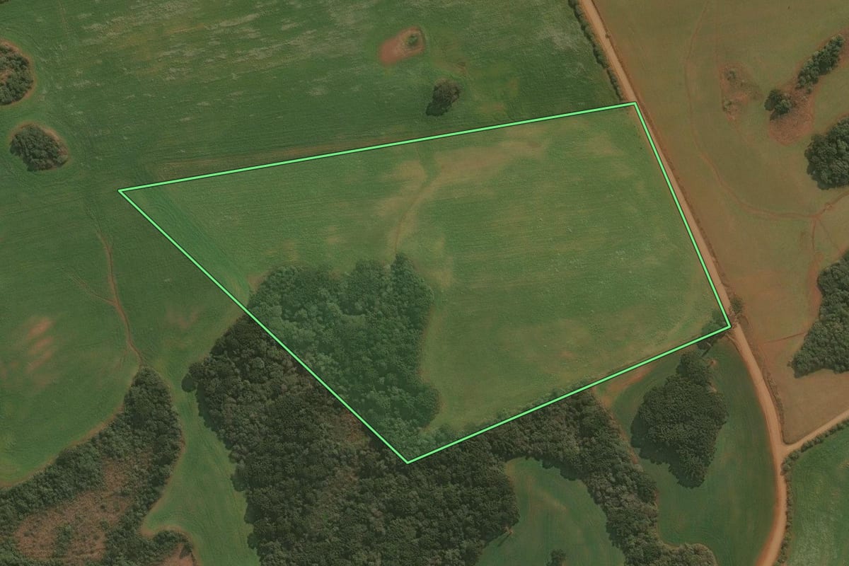 Imagem de satélite do imóvel rural em Esmeralda (RS), com o contorno declarado no CAR desenhado por cima.