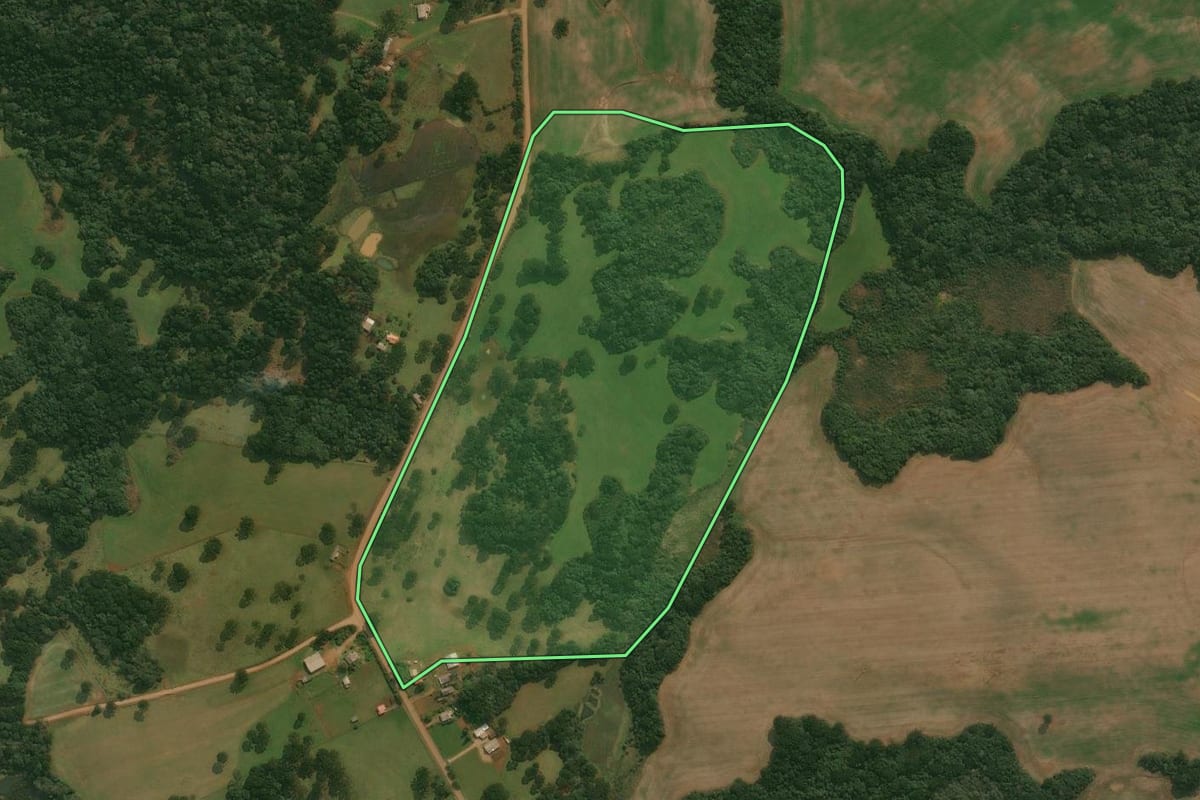 Imagem de satélite do imóvel rural em Esmeralda (RS), com o contorno declarado no CAR desenhado por cima.