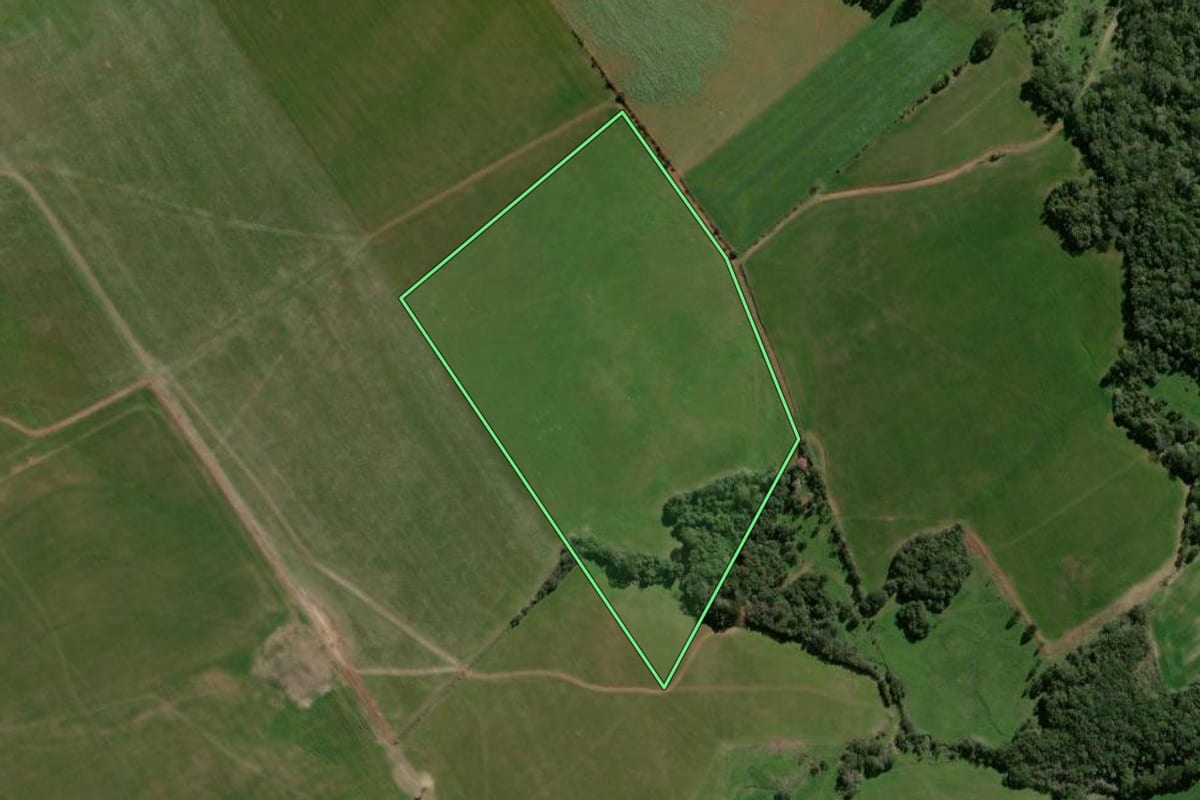 Imagem de satélite do imóvel rural em Espumoso (RS), com o contorno declarado no CAR desenhado por cima.