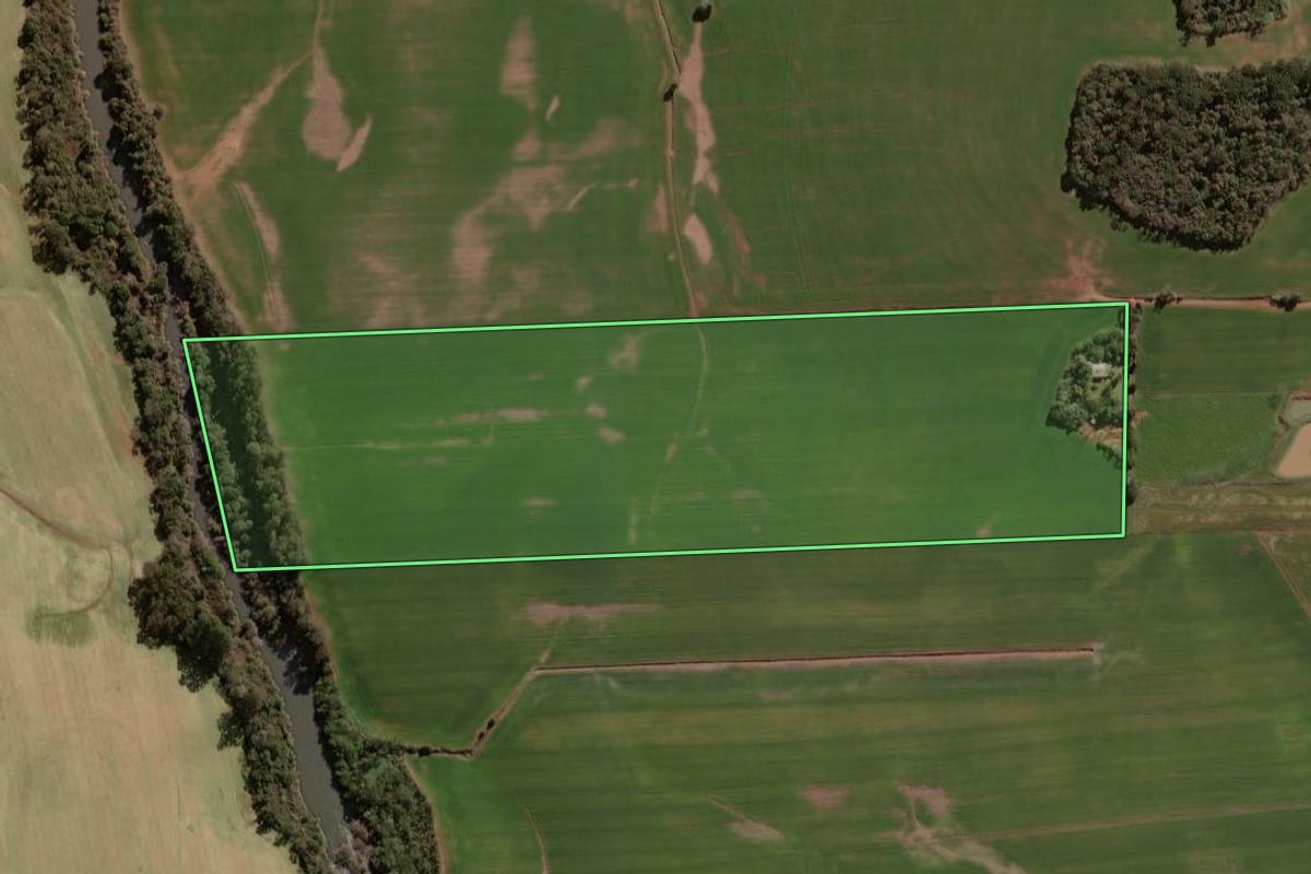 Imagem de satélite do imóvel rural em Espumoso (RS), com o contorno declarado no CAR desenhado por cima.