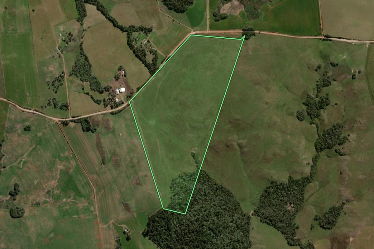Imagem de satélite do imóvel rural em Espumoso (RS), com o contorno declarado no CAR desenhado por cima.